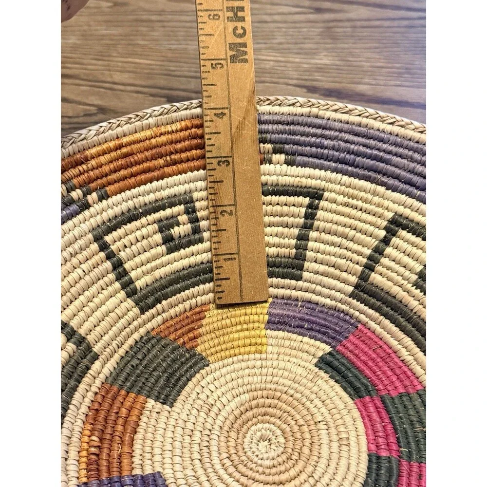 Woven Coil Colorful Basket Tight Weave Herringbone Rim 14